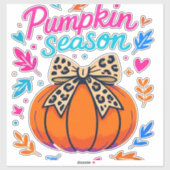 Pumpkin Season Leopard Bow Design - Niedliches Fal Aufkleber (Blatt)