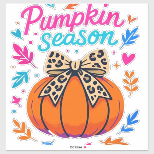 Pumpkin Season Leopard Bow Design - Niedliches Fal Aufkleber (Blatt)