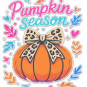 Pumpkin Season Leopard Bow Design - Niedliches Fal Aufkleber (Vorderseite)