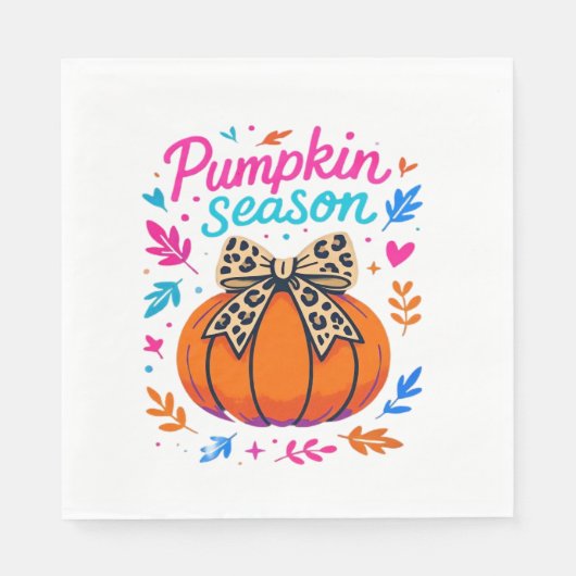 Pumpkin Season Leopard Bow Design - Niedliches Fal Serviette (Vorderseite)