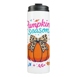 Pumpkin Season Leopard Bow Design - Niedliches Fal Thermosbecher