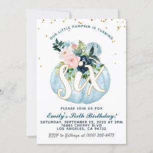 Pumpkin Sechster Geburtstag Einladung