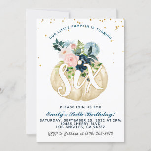 Pumpkin Sechster Geburtstag Einladung