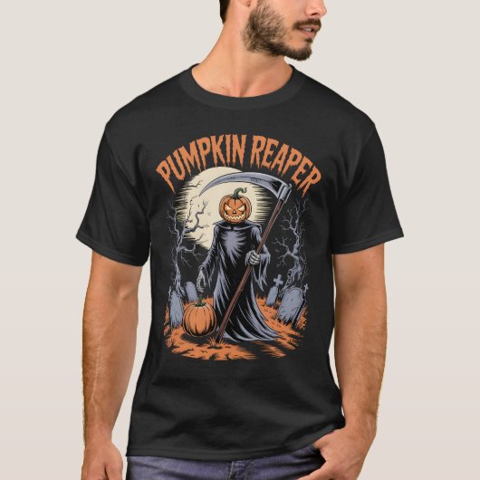 Pumpkin Sensenmann Gothic Halloween Spooky Pumpkin T-Shirt (Vorderseite)