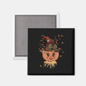 Pumpkin Sensenmann Kopf und Fall Vintagen Hallowee Magnet (Vorderseite/Rückseite)