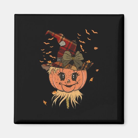 Pumpkin Sensenmann Kopf und Fall Vintagen Hallowee Magnet (Vorne)