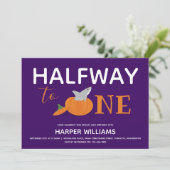 Pumpkin Shark 6 Monate Baby Halbgeburtszeit Einladung (Stehend Vorderseite)