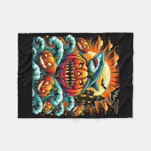 Pumpkin Shark Halloween Fleecedecke (Vorderseite (Horizontal))