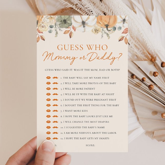 Pumpkin Shower Guess Wer Mama oder Daddy Game (Von Creator hochgeladen)