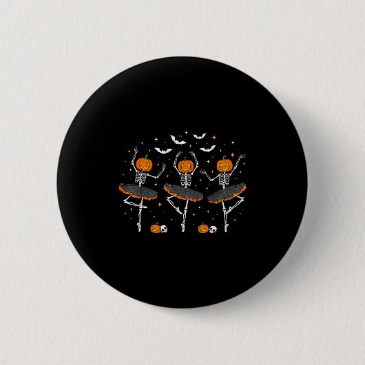 Pumpkin Skeleton Ballerinas Ballet Dance Girls Hal Button (Vorderseite)