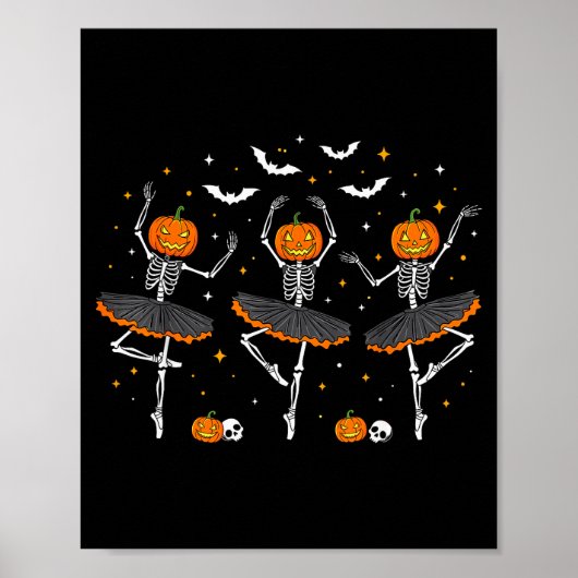Pumpkin Skeleton Ballerinas Ballet Dance Girls Hal Poster (Vorne)