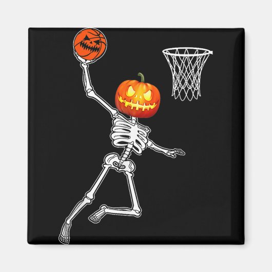 Pumpkin Skeleton Basketball Halloween-Kosten Magnet (Vorne)