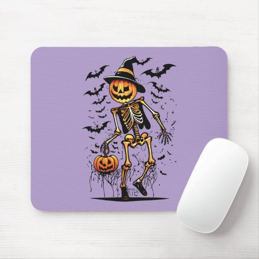 Pumpkin Skeleton Halloween Art Mousepad (Mit Mouse)