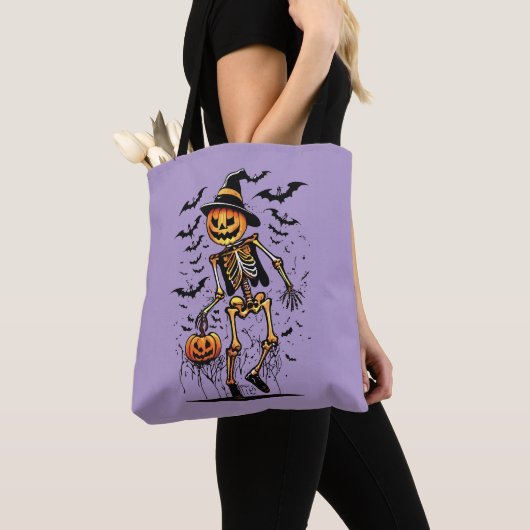 Pumpkin Skeleton Halloween Art Tasche (Von Nahem)