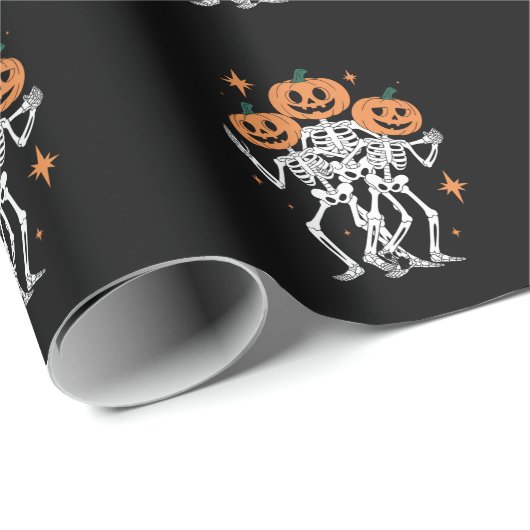 Pumpkin Skeleton Halloween Pumpkin Spooky Jahresze Geschenkpapier (Rolleneckpunkt)