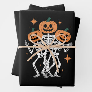 Pumpkin Skeleton Halloween Pumpkin Spooky Jahresze Geschenkpapier Set