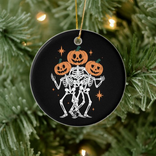 Pumpkin Skeleton Halloween Pumpkin Spooky Jahresze Keramik Ornament (Baum)