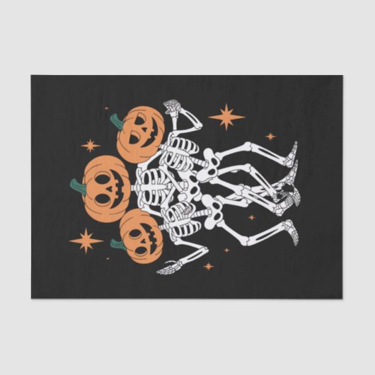 Pumpkin Skeleton Halloween Pumpkin Spooky Jahresze Seidenpapier (Vorderseite)