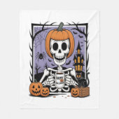 Pumpkin Skeleton trinken Kaffee Fleecedecke (Vorderseite)