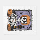 Pumpkin Skeleton trinken Kaffee Fleecedecke (Vorderseite (Horizontal))