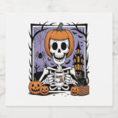 Pumpkin Skeleton trinken Kaffee Schaumweinetikett (Einzelnes Label)