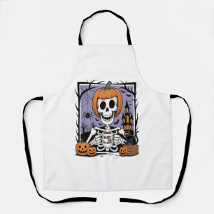 Pumpkin Skeleton trinken Kaffee Schürze