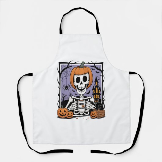 Pumpkin Skeleton trinken Kaffee Schürze (Vorderseite)