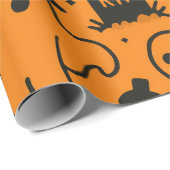 pumpkin, skull and ghost patterned wrapping paper geschenkpapier (Rolleneckpunkt)