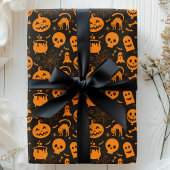 Pumpkin Skull Ghost Spooky Halloween Muster Geschenkpapier