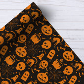 Pumpkin Skull Ghost Spooky Halloween Muster Geschenkpapier