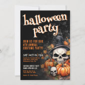 Pumpkin Skull Halloween-Party Einladung (Vorderseite)