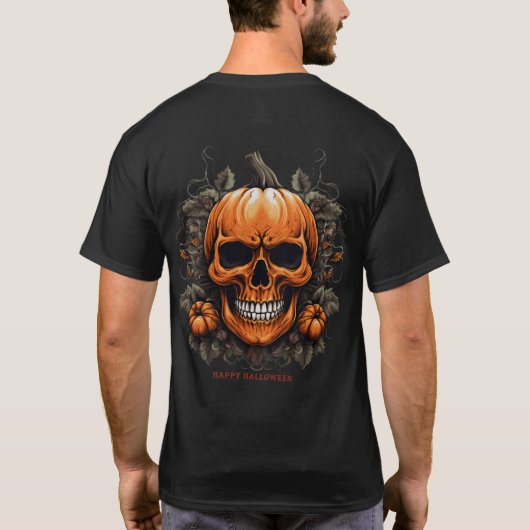 Pumpkin Skull Halloween T-Shirt (Rückseite)