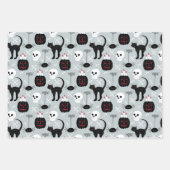 Pumpkin Skulls Black Cat Design Perfekte Halloween Geschenkpapier Set (Vorderseite 2)
