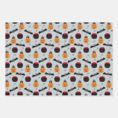 Pumpkin Skulls Black Cat Design Perfekte Halloween Geschenkpapier Set (Vorderseite)