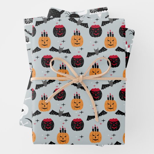 Pumpkin Skulls Black Cat Design Perfekte Halloween Geschenkpapier Set (Beispiel)