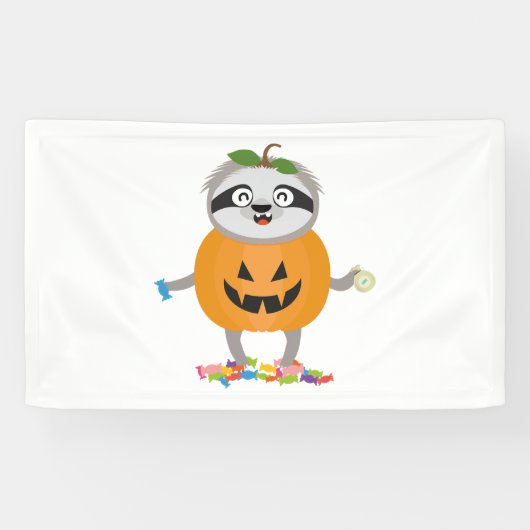 Pumpkin Sloth Halloween Kostümgeschenk Banner (Horizontal)