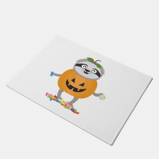 Pumpkin Sloth Halloween Kostümgeschenk Fußmatte (Schrägansicht)