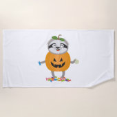 Pumpkin Sloth Halloween Kostümgeschenk Strandtuch (Vorderseite)