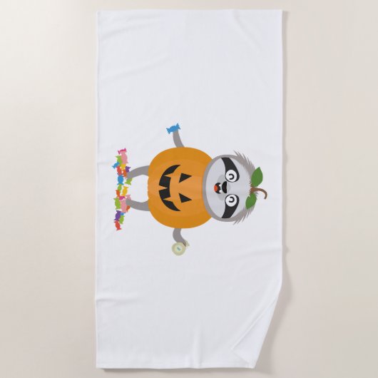 Pumpkin Sloth Halloween Kostümgeschenk Strandtuch (Vorderseite)