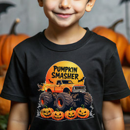 Pumpkin Smasher Monster Truck Kids Halloween T-Shirt