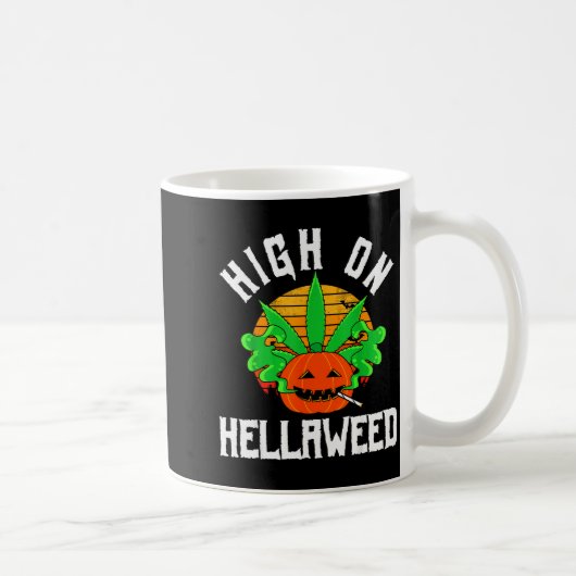 Pumpkin Smoking Weed Costume Retro Funny Halloween Kaffeetasse (Rechts)