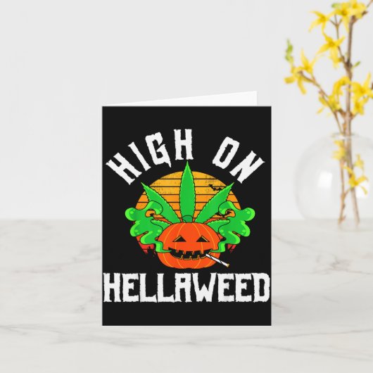 Pumpkin Smoking Weed Costume Retro Funny Halloween Karte (Gelbe Blume)