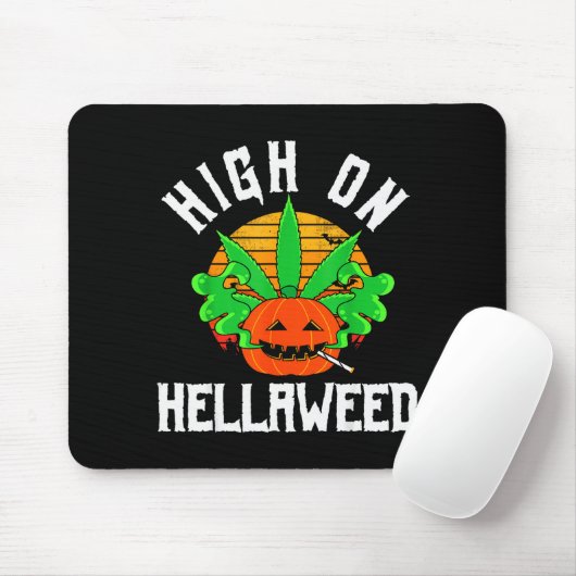 Pumpkin Smoking Weed Costume Retro Funny Halloween Mousepad (Mit Mouse)