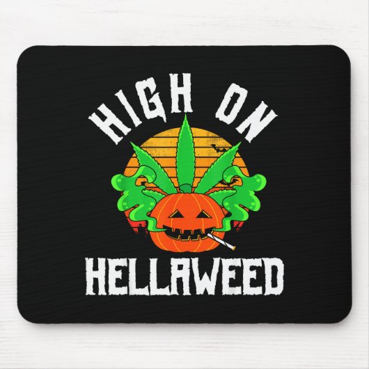 Pumpkin Smoking Weed Costume Retro Funny Halloween Mousepad (Vorne)