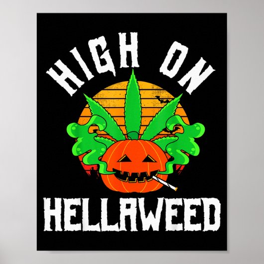 Pumpkin Smoking Weed Costume Retro Funny Halloween Poster (Vorne)