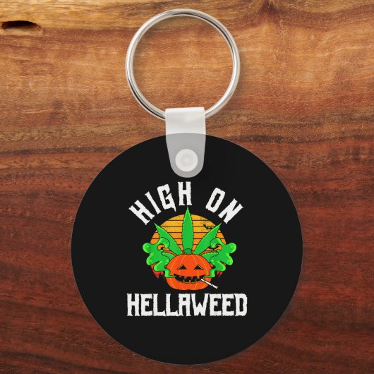 Pumpkin Smoking Weed Costume Retro Funny Halloween Schlüsselanhänger (Vorderseite)