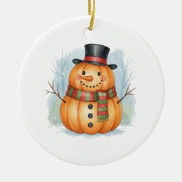 Pumpkin snowman keramik ornament