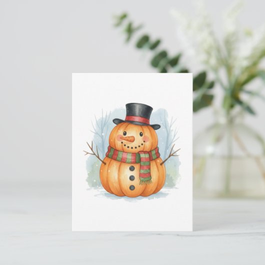 Pumpkin snowman postkarte (Stehend Vorderseite)
