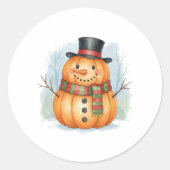 Pumpkin snowman runder aufkleber (Vorderseite)
