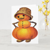 Pumpkin Snowman (Vintage Halloween-Karte) Karte (Gelbe Blume)